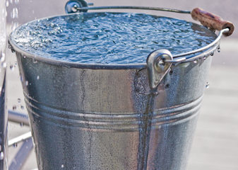 bucket full of water from dripping tap